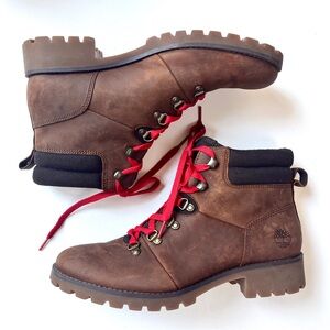 Timberland Ellendale brown leather hiking boots with red laces - 9